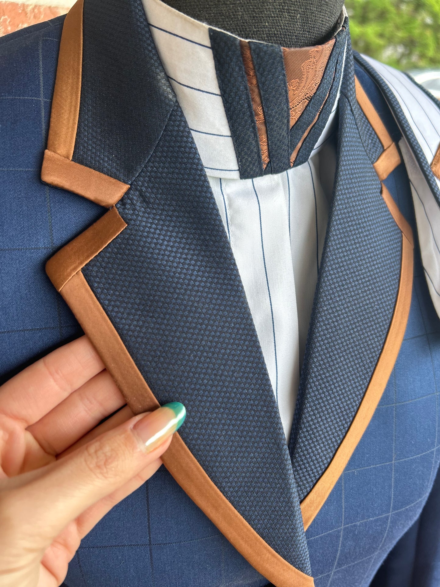 Navy & Chocolate Hunt Coat + Matching Shirt + 2 Collars