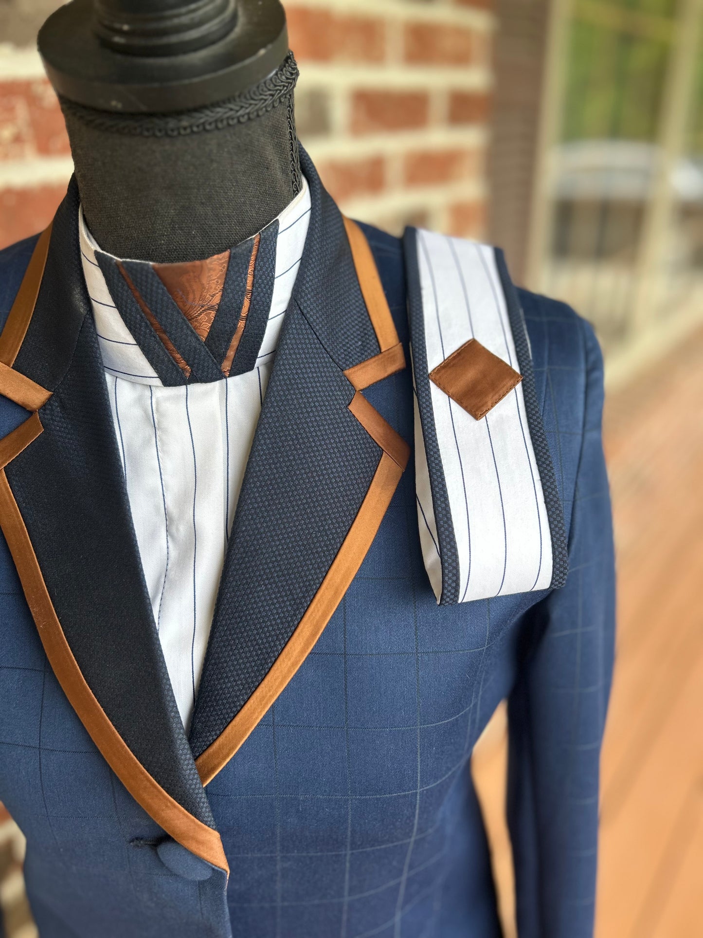 Navy & Chocolate Hunt Coat + Matching Shirt + 2 Collars