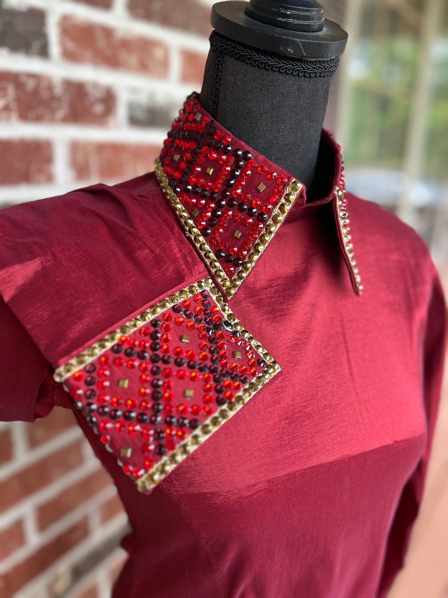 Burgundy & Gold Back Zip Show Shirt
