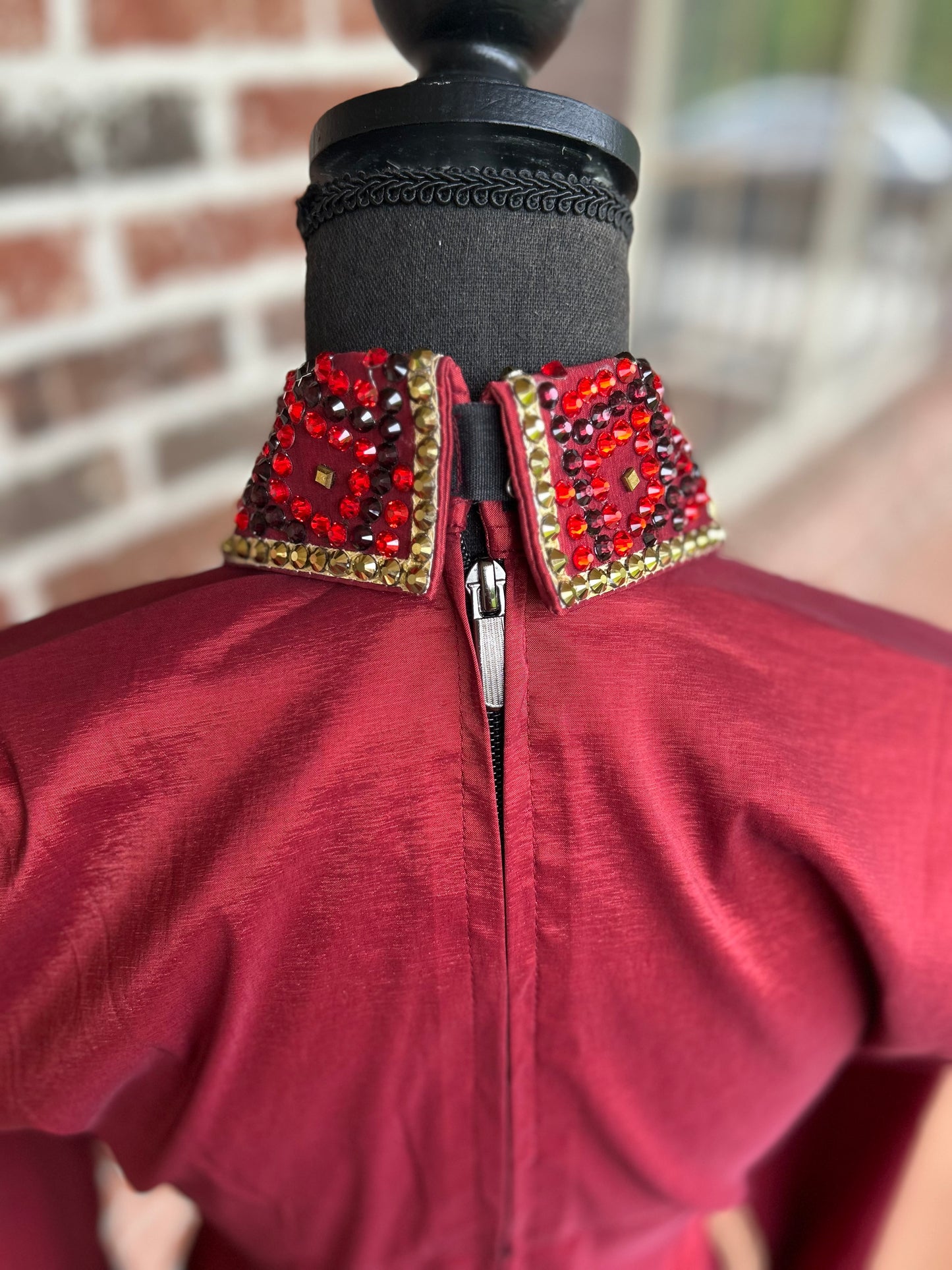 Burgundy & Gold Back Zip Show Shirt