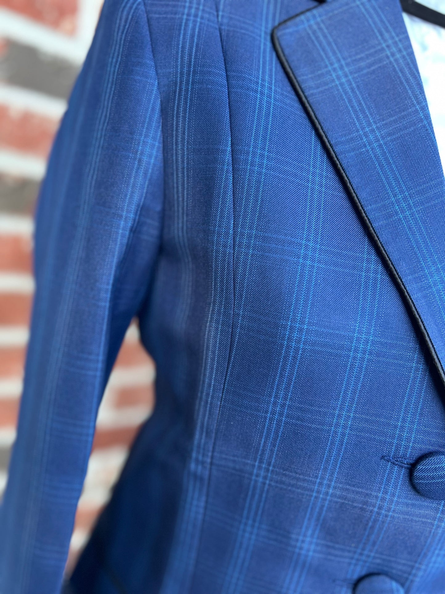 Blue Plaid English Hunt Coat + Matching Shirt + 2 Collars