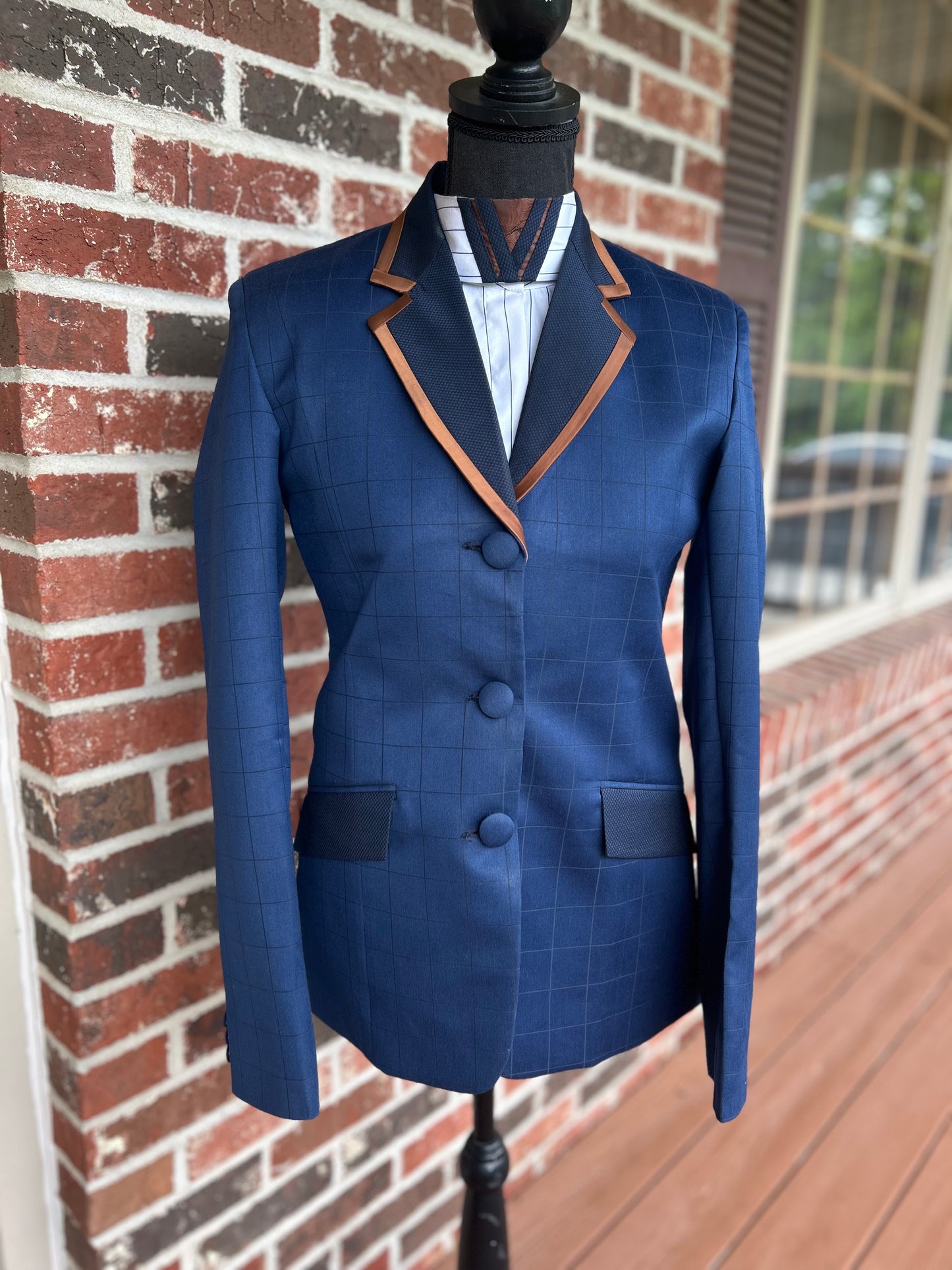 Navy & Chocolate Hunt Coat + Matching Shirt + 2 Collars