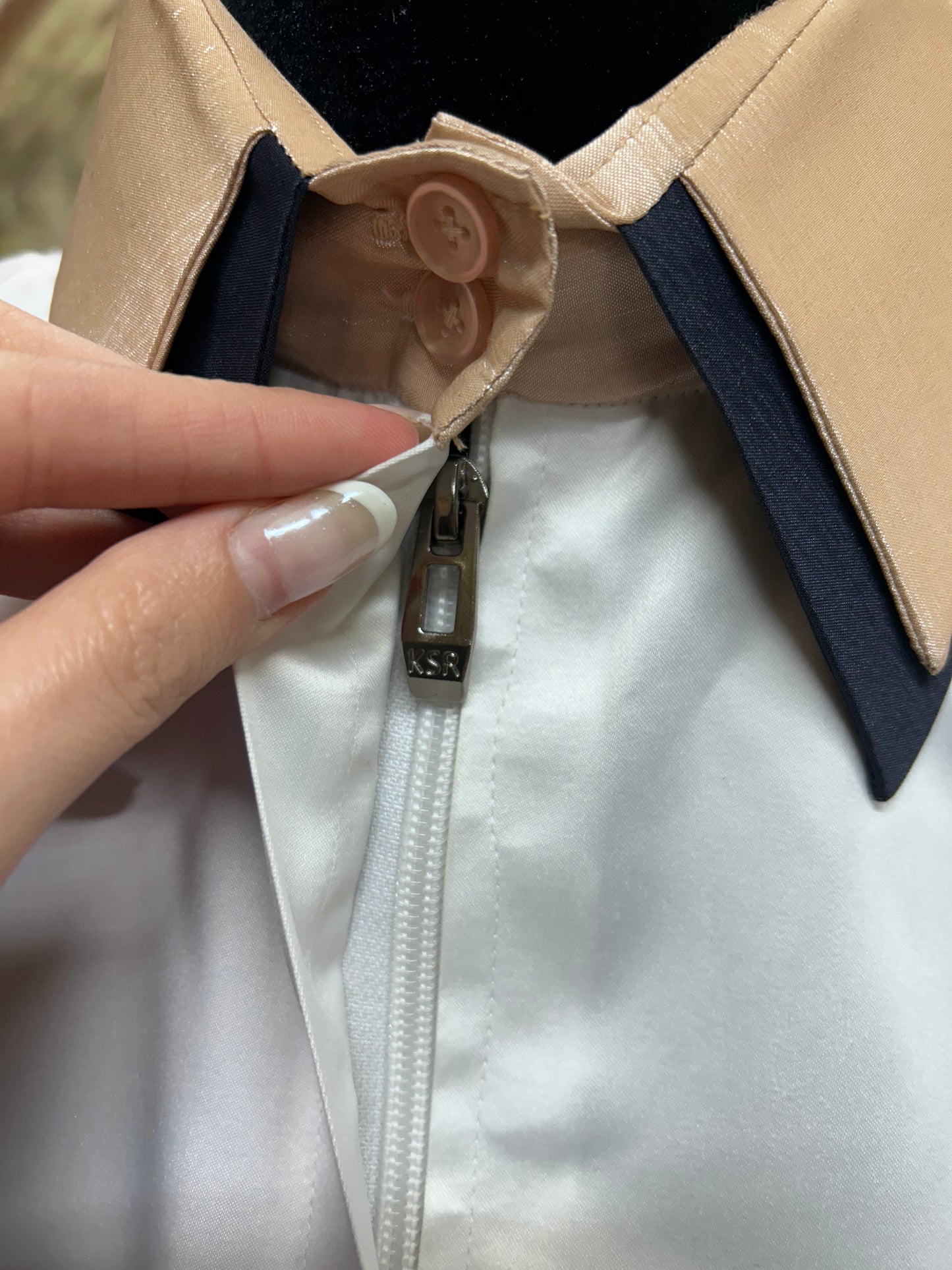New - White, Navy, Tan Hidden Zip Up