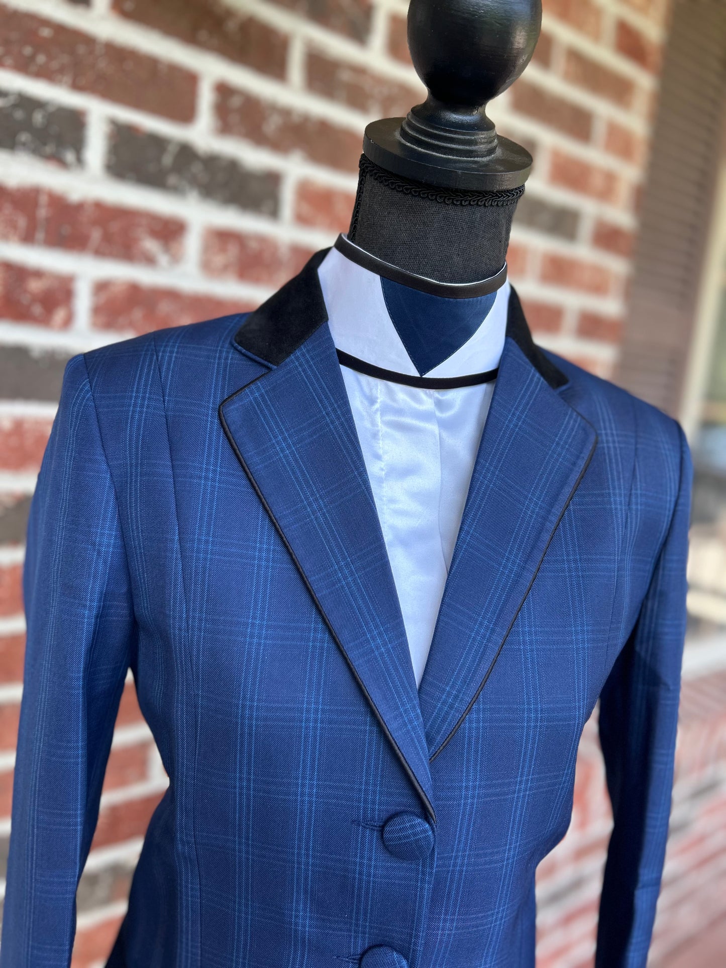 Blue Plaid English Hunt Coat + Matching Shirt + 2 Collars