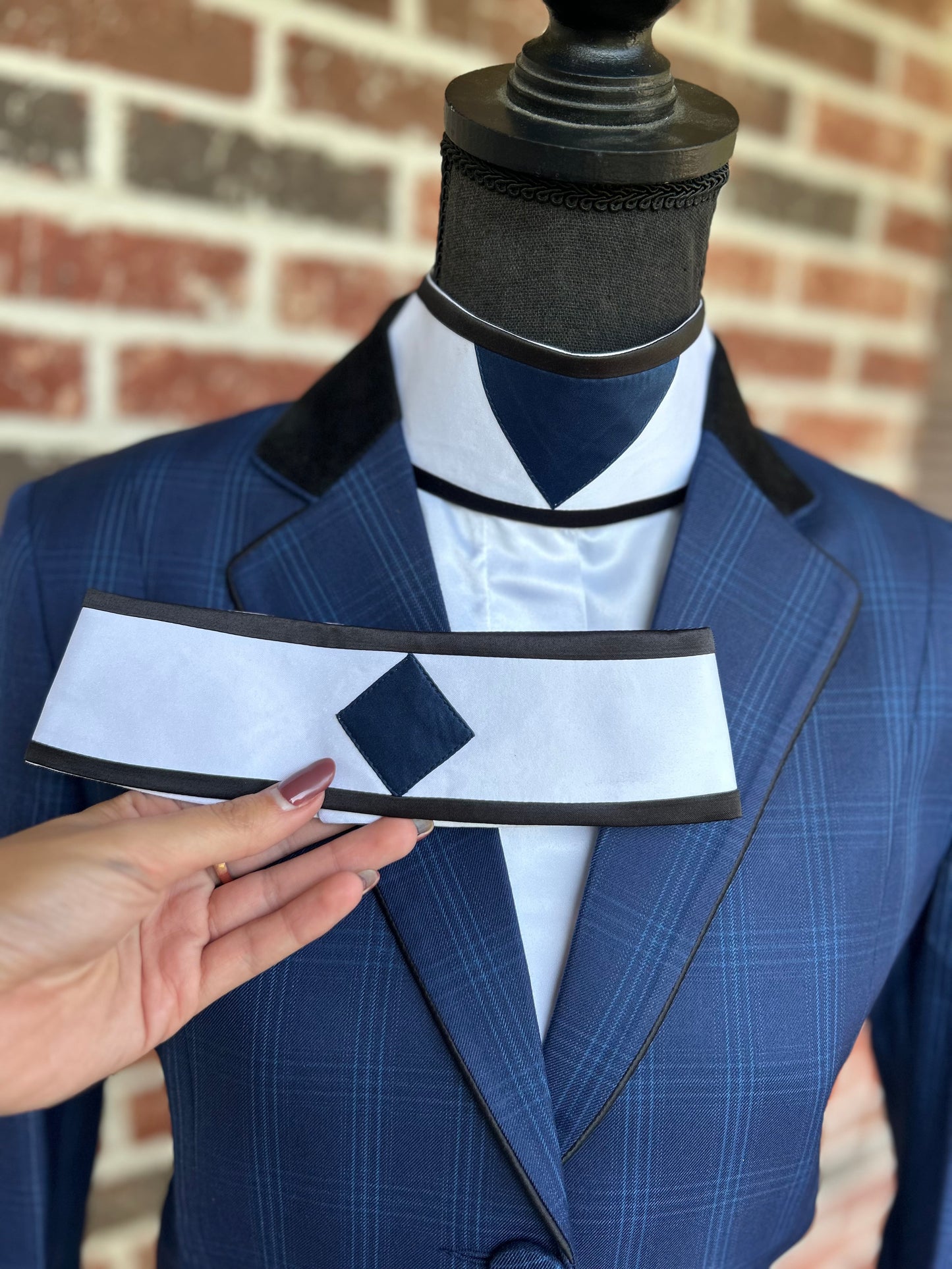 Blue Plaid English Hunt Coat + Matching Shirt + 2 Collars