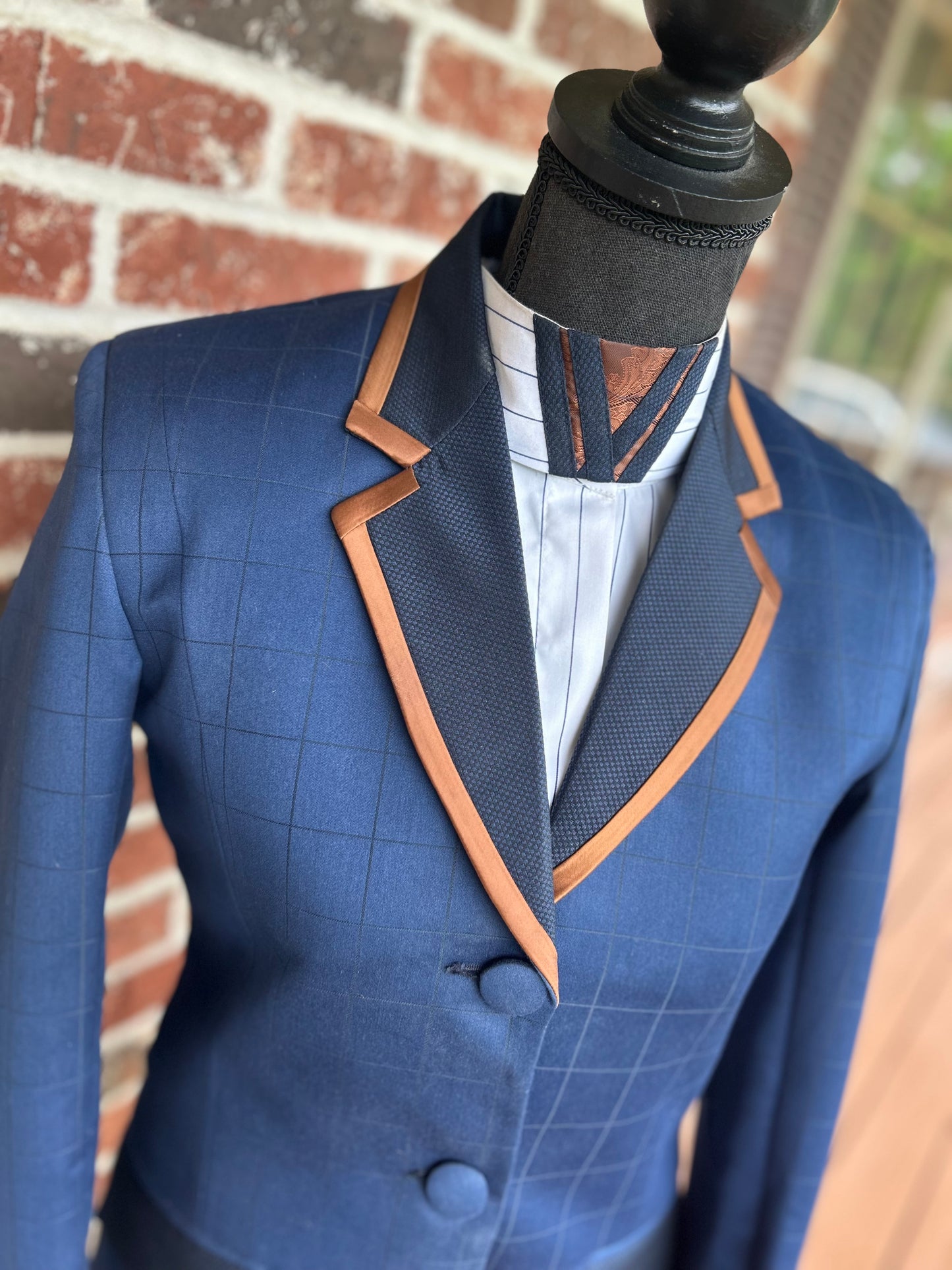 Navy & Chocolate Hunt Coat + Matching Shirt + 2 Collars
