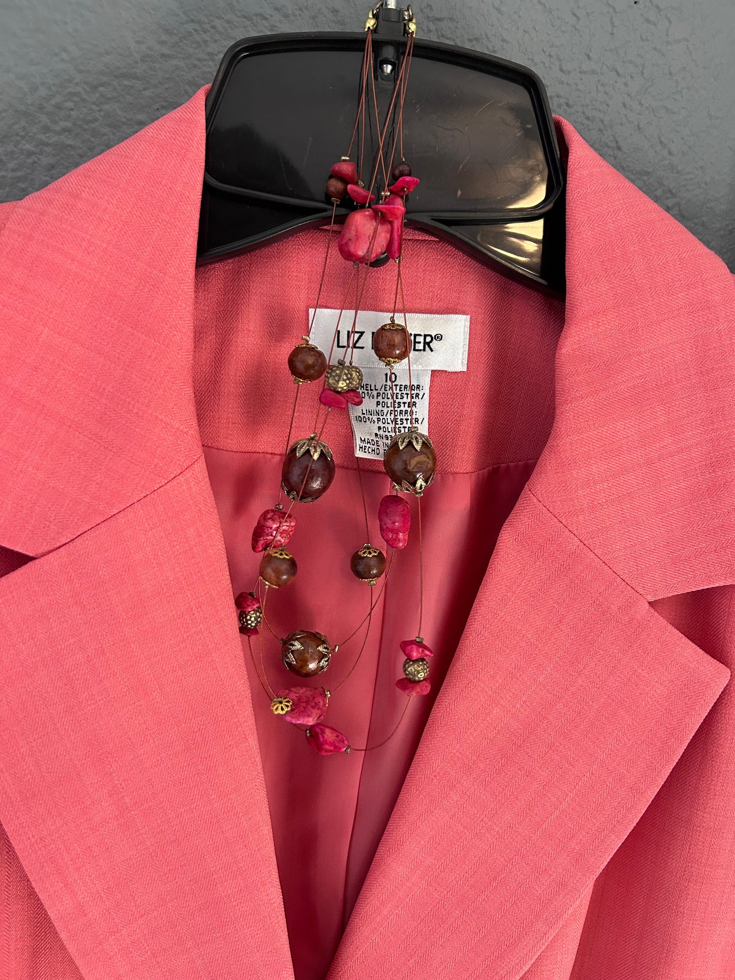 Coral Blazer + Necklace