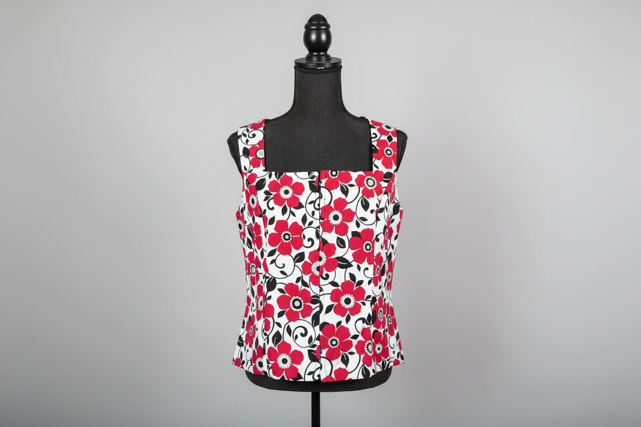 Ladies Red/White/Black Vest