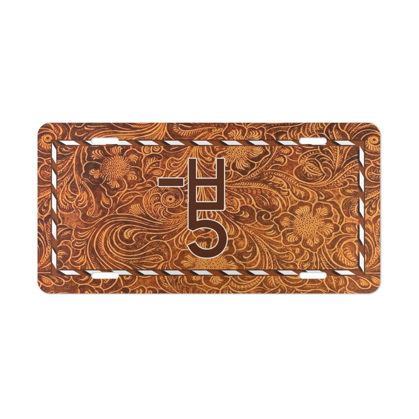 Custom Leather Tooled Western License Plate
