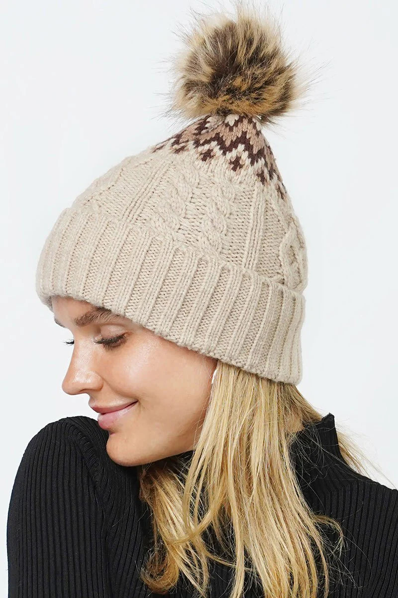 Pom Beanie - Beige