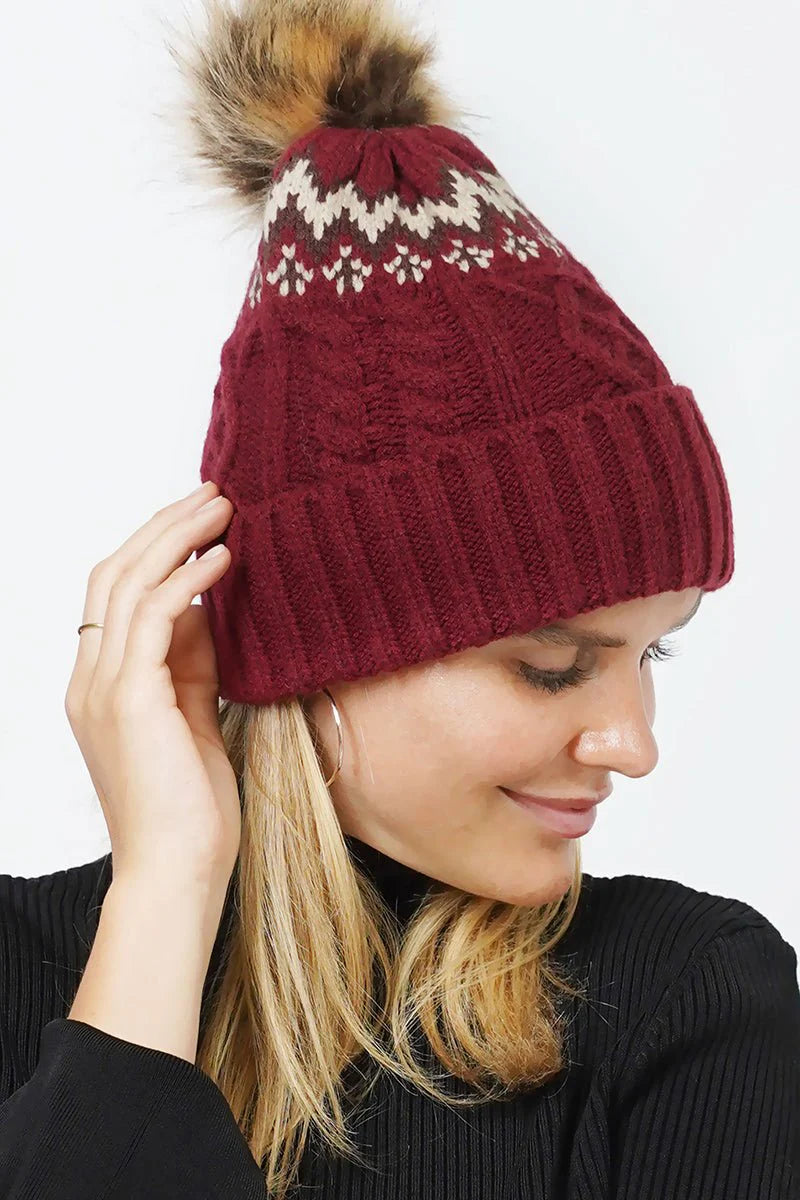 Pom Beanie - Burgundy