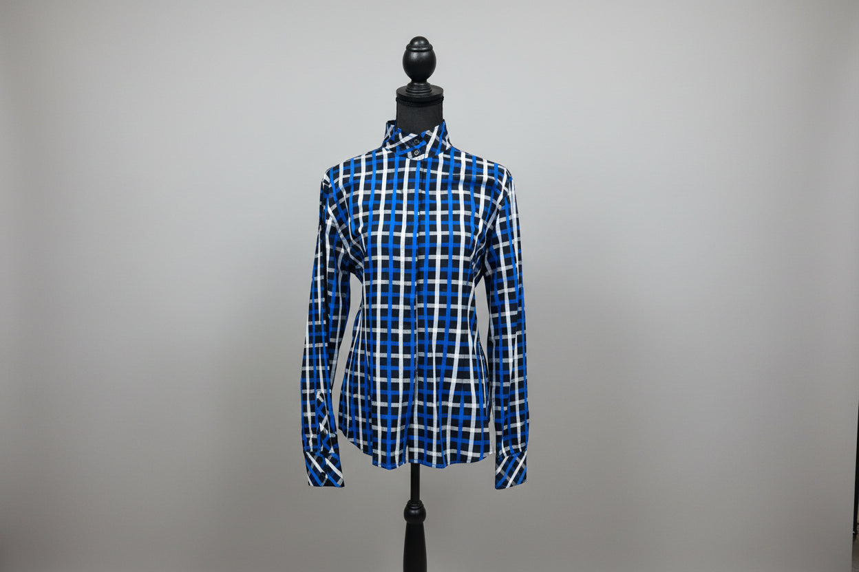 Huntress Blue/Black/White English Show Shirt - Size 38