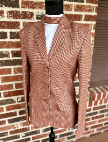 Brown Checkered English Show Coat + Matching Shirt + Collar