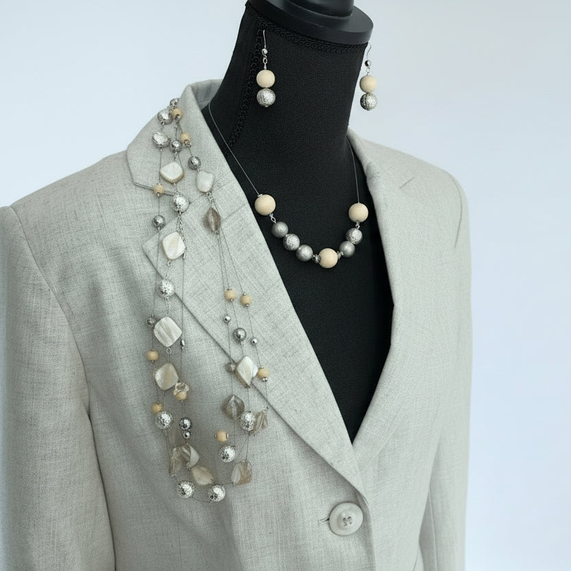 Tan Blazer + Necklace