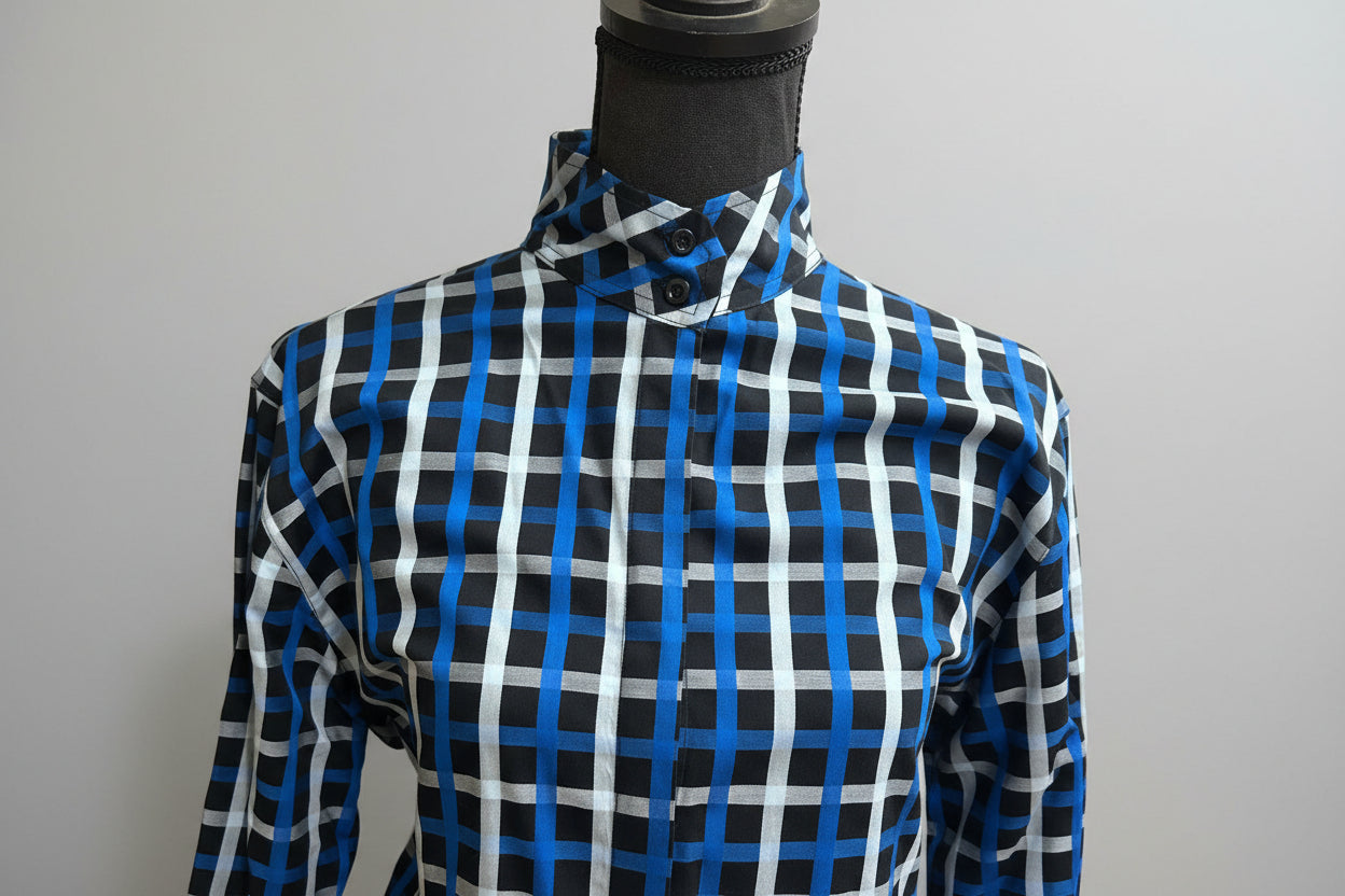Huntress Blue/Black/White English Show Shirt - Size 38