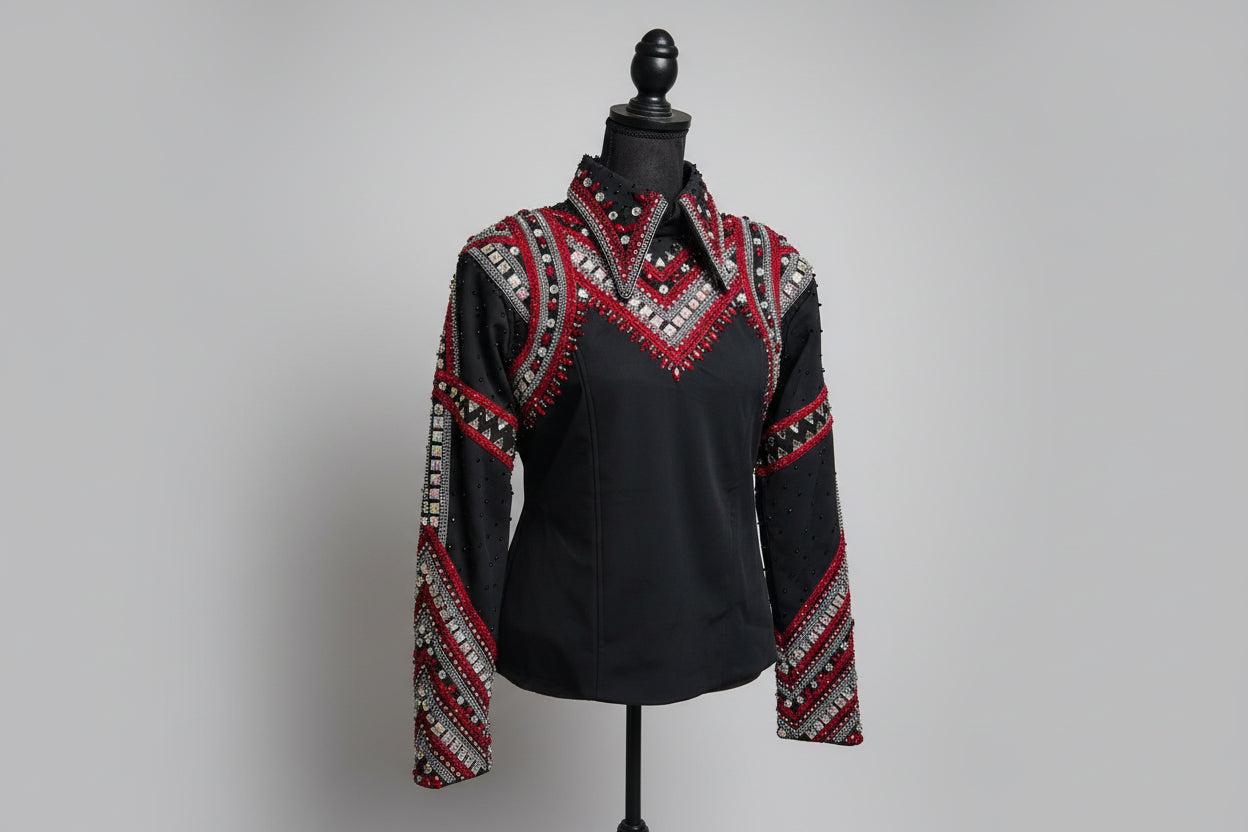 Red, Black & Silver Horsemanship Top + Pad