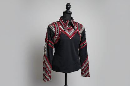 Red, Black & Silver Horsemanship Top + Pad