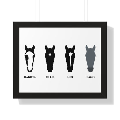 Multiple Horse Framed Silhouette - Fine Portrait Wall Art