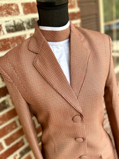 Brown Checkered English Show Coat + Matching Shirt + Collar