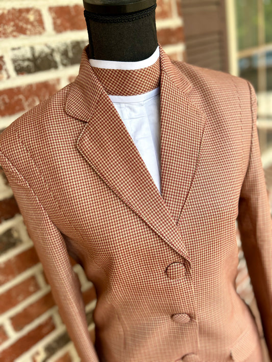 Brown Checkered English Show Coat + Matching Shirt + Collar