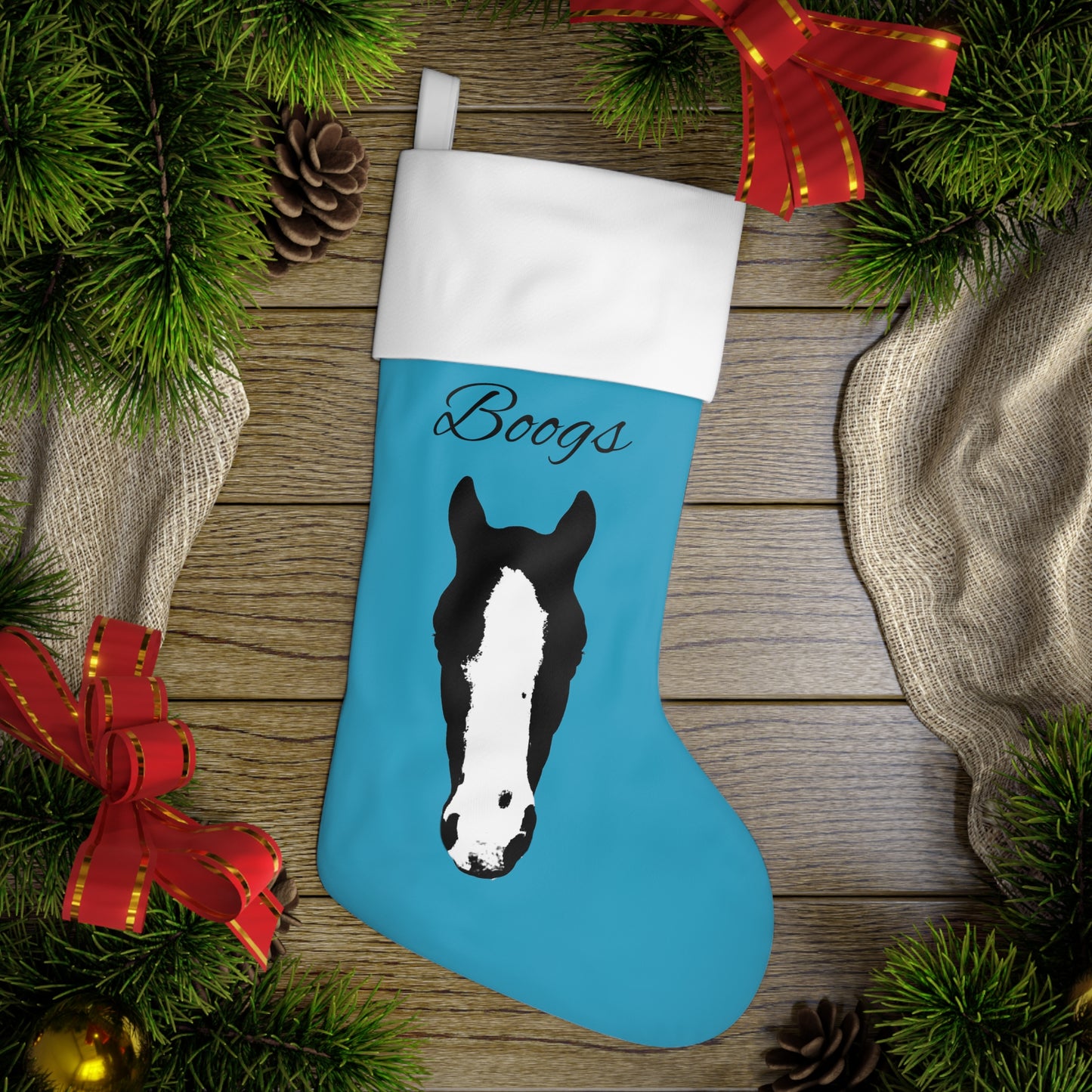 Personalized Horse Head Silhouette Christmas Stocking