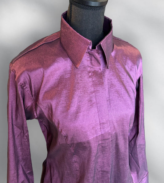 Fitted Taffeta Zip Up Shirt - Orchid