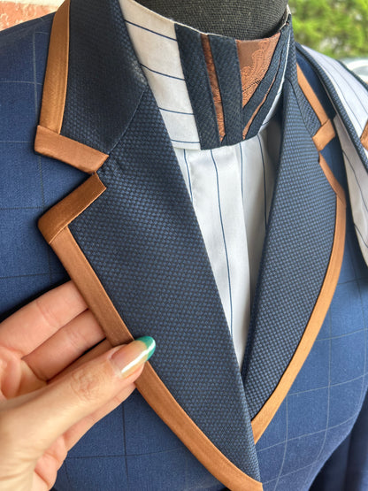 Navy & Chocolate Hunt Coat + Matching Shirt + 2 Collars