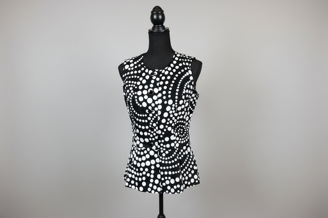 New - Black/White Polka Dot Vest