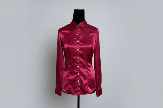 Cranberry Satin Button Up