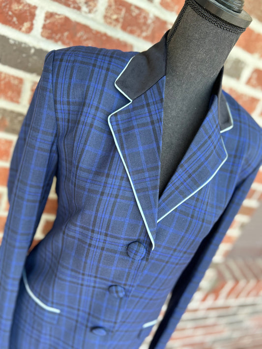 Blue Plaid with Black English Show Coat