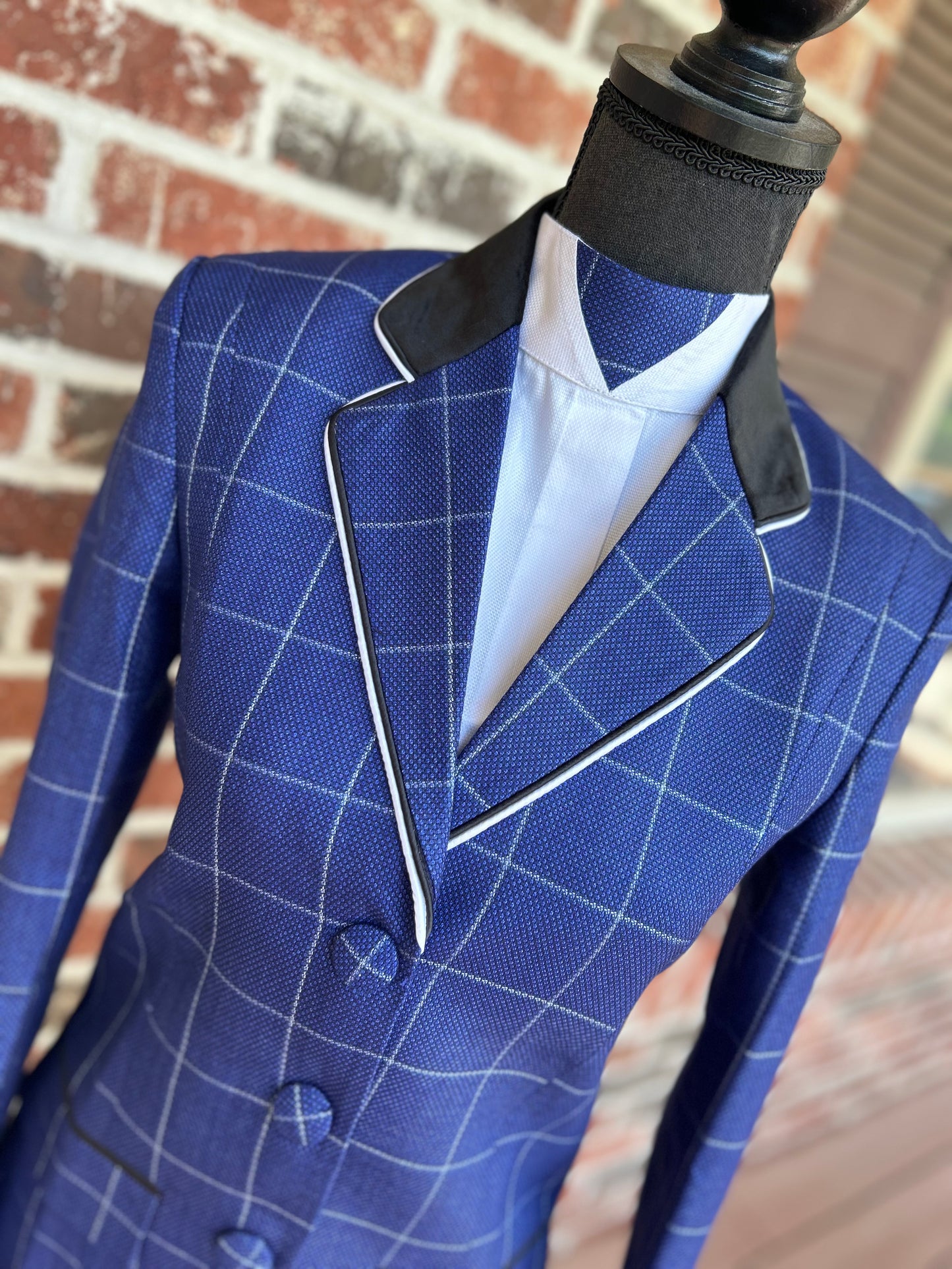 Blue Windowpane with White English Show Coat + Matching Dickie