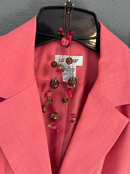 Coral Blazer + Necklace