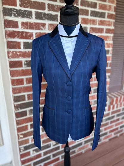 Blue Plaid English Hunt Coat + Matching Shirt + 2 Collars