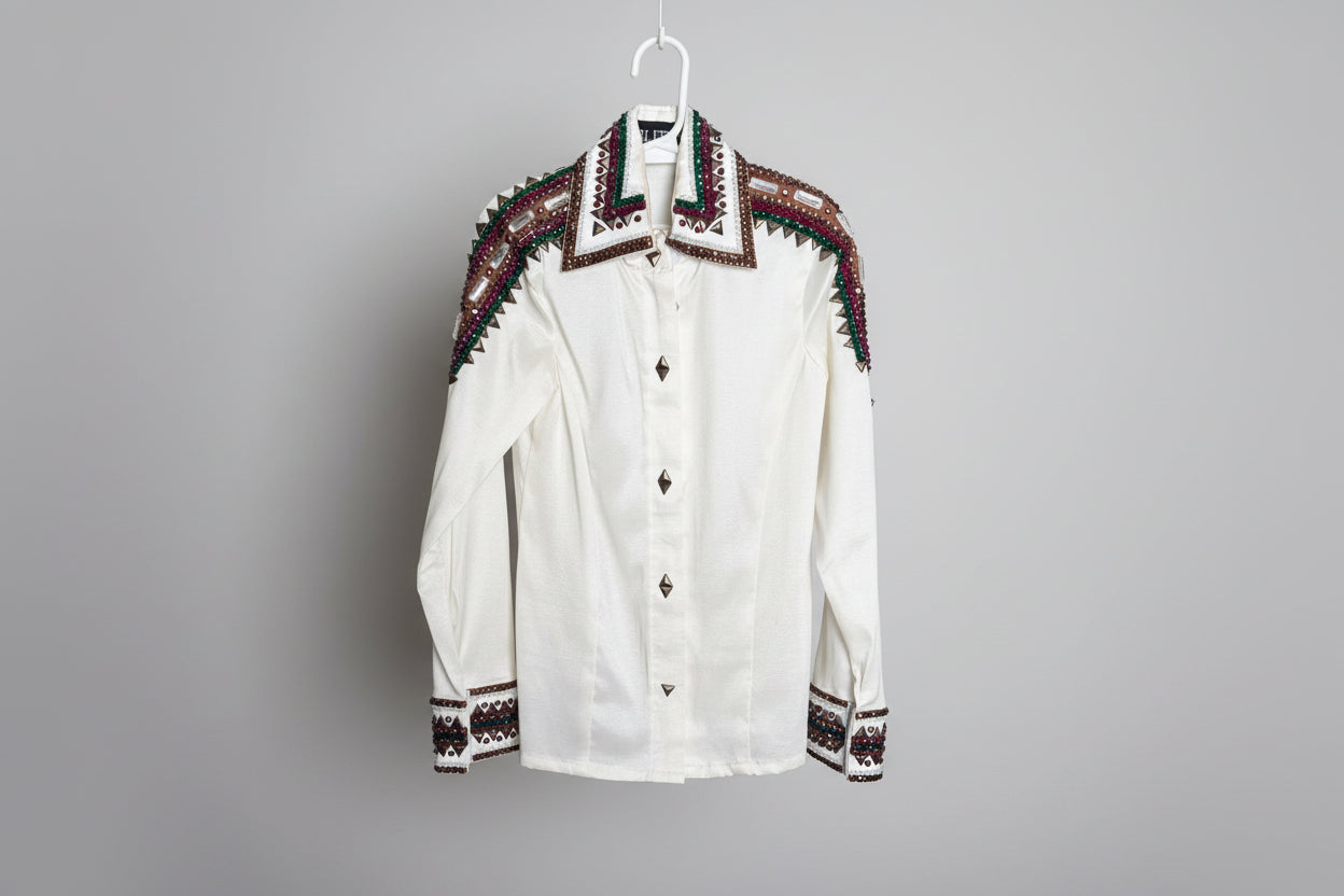 Cream & Burgundy Youth Riding Set - 8-11