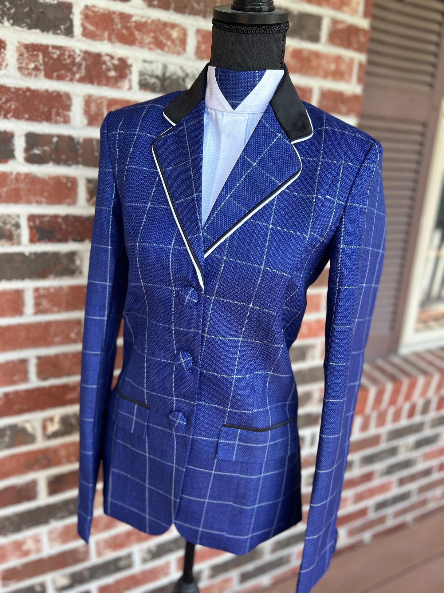 Blue Windowpane with White English Show Coat + Matching Dickie