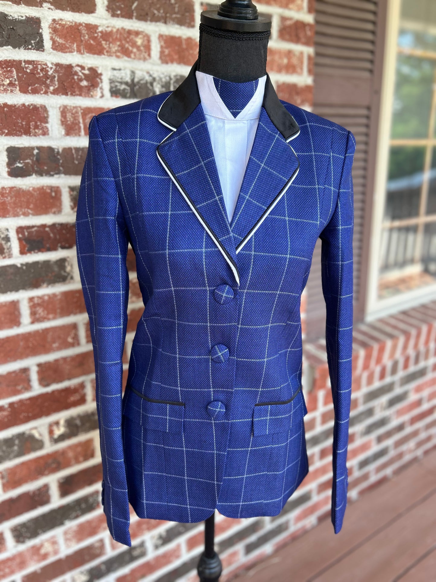 Blue Windowpane with White English Show Coat + Matching Dickie