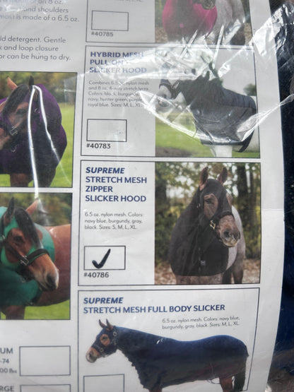 New - Large Horse Navy UltraFlex Supreme Stretch Slicker Hood
