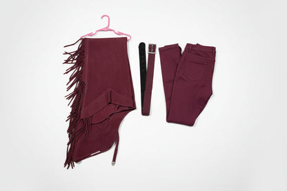 Cream & Burgundy Youth Riding Set - 8-11