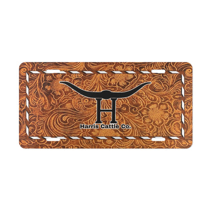 Custom Leather Tooled Western License Plate