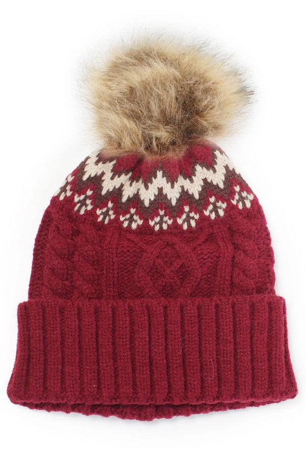 Pom Beanie - Burgundy
