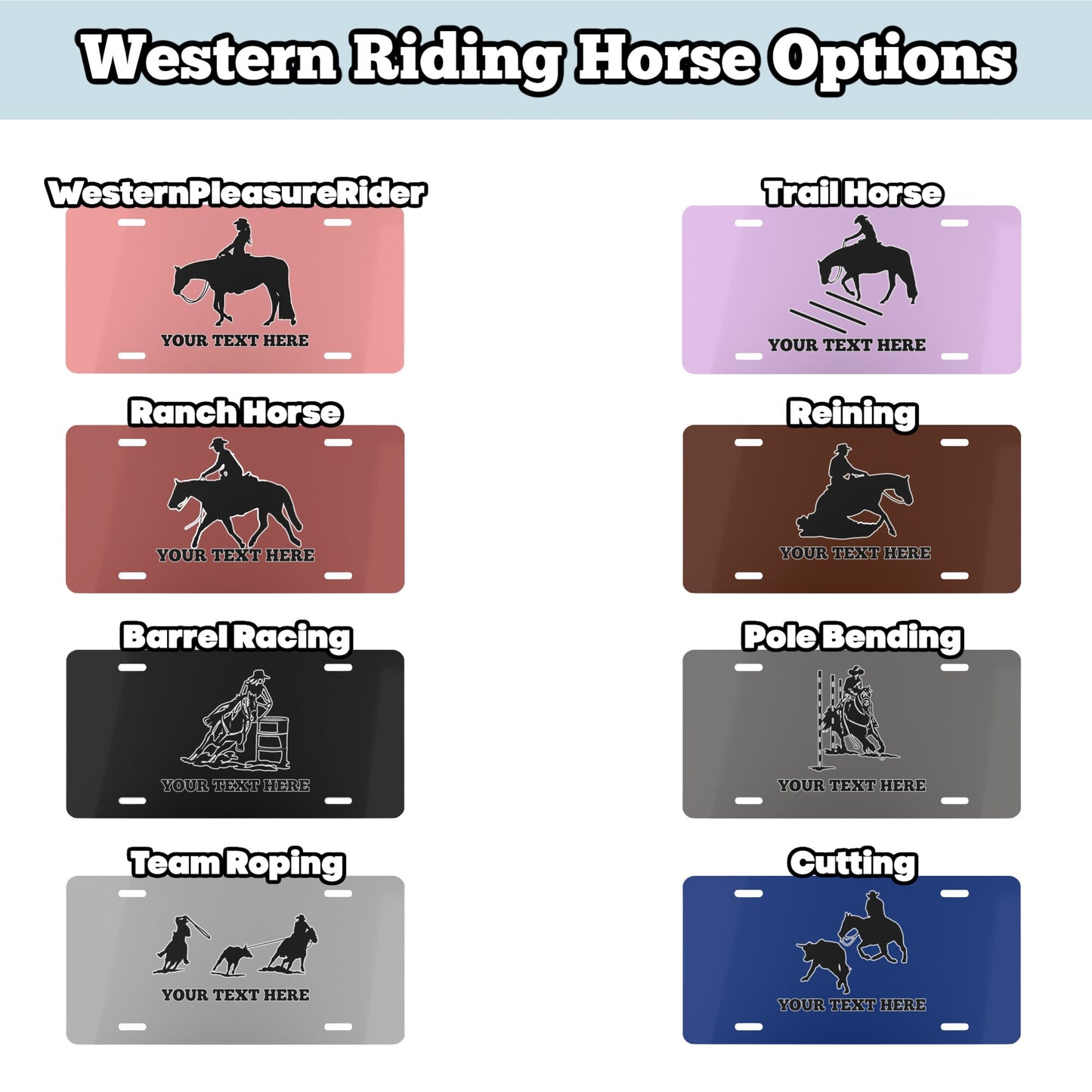 Custom License Plate - Western or English Disciplines