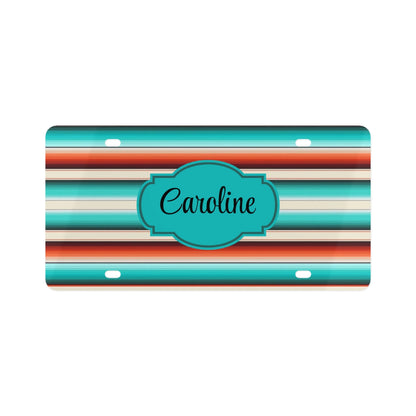 Custom Turquoise Serape Western License Plate