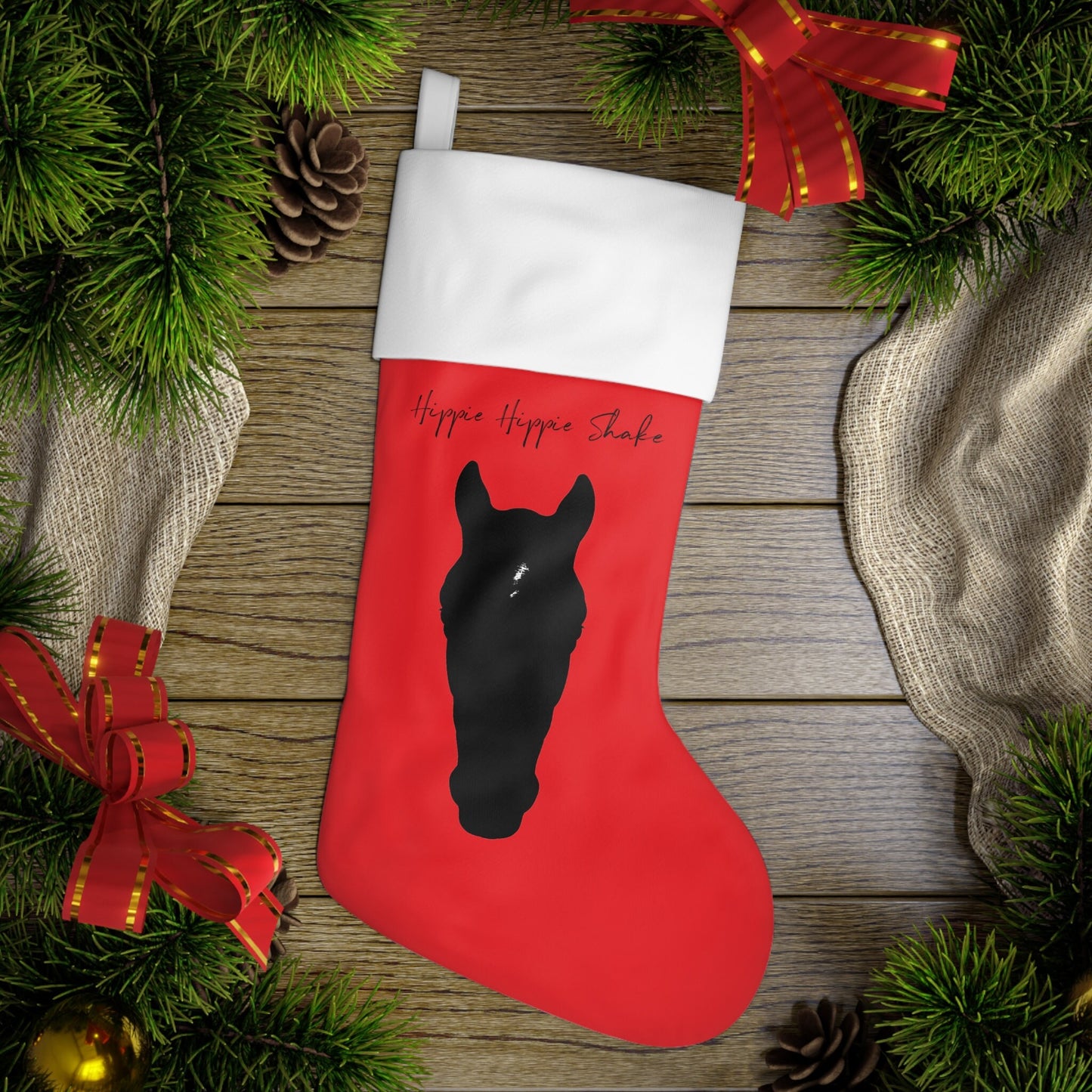 Personalized Horse Head Silhouette Christmas Stocking