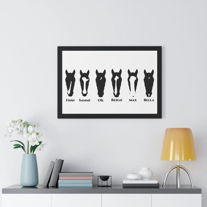 Multiple Horse Framed Silhouette - Fine Portrait Wall Art