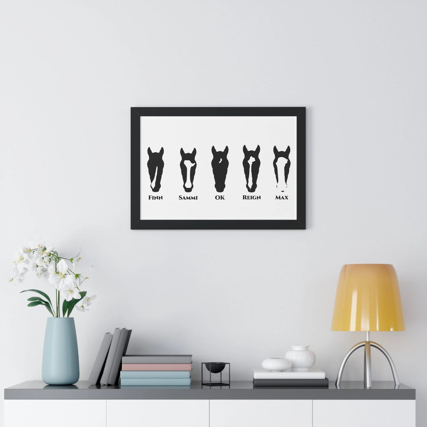 Multiple Horse Framed Silhouette - Fine Portrait Wall Art