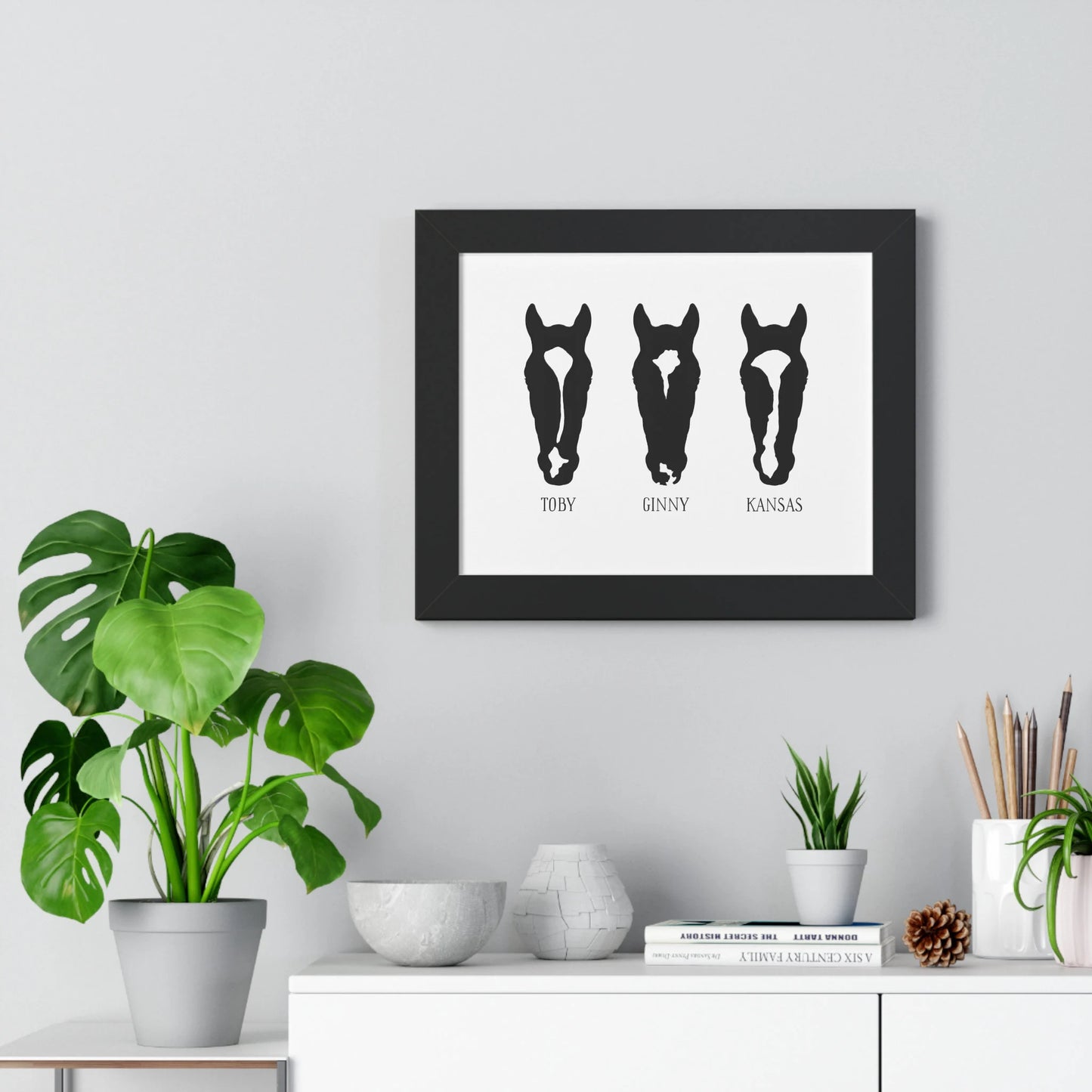 Multiple Horse Framed Silhouette - Fine Portrait Wall Art